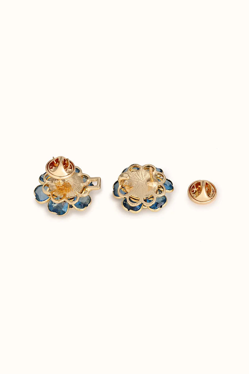 Crystal Flower Blue - Stilvoller Jeans Pin
