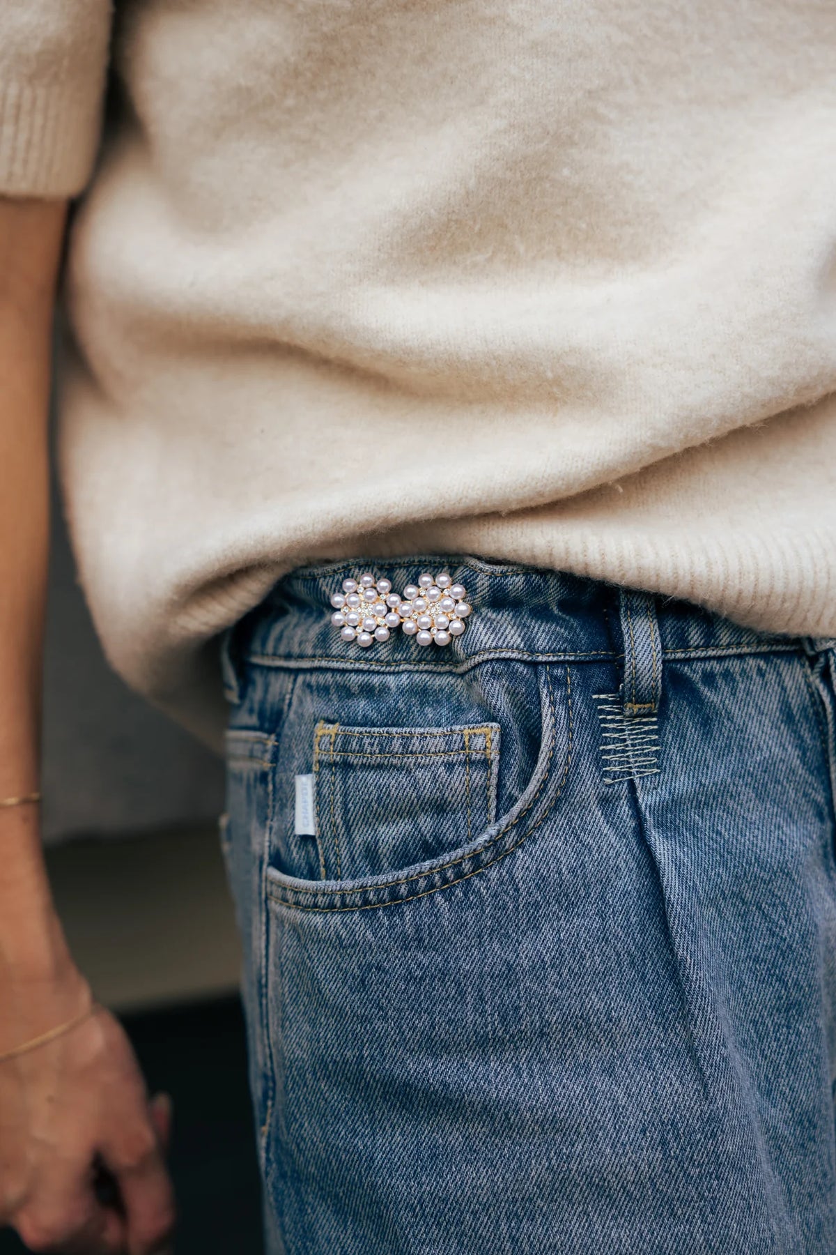 Pearl Flower - Stilvoller Jeans Pin