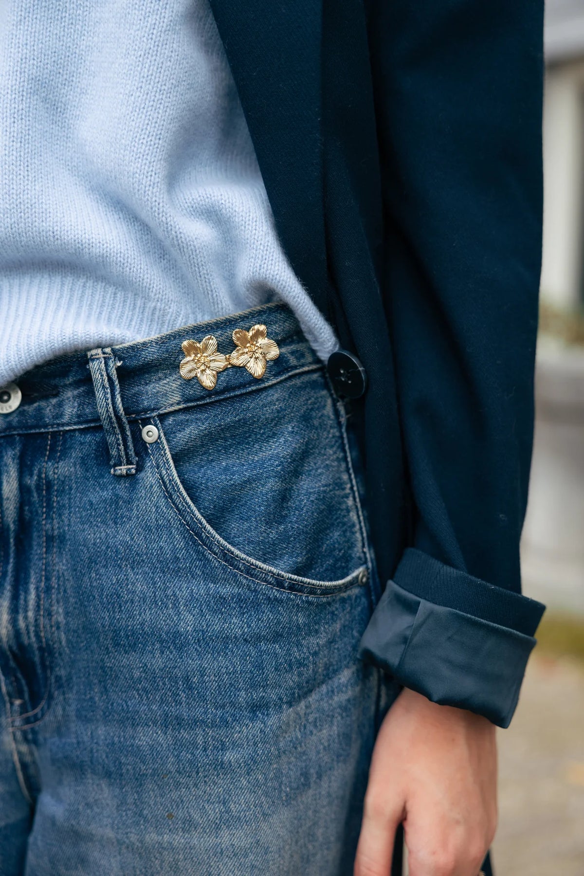 Flower Gold - Stilvoller Jeans Pin